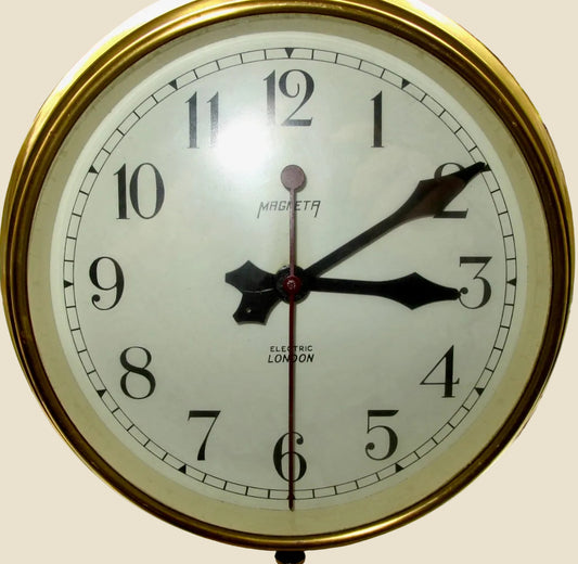 Vintage Electric London Magneta Brass Industrial Wall Clock