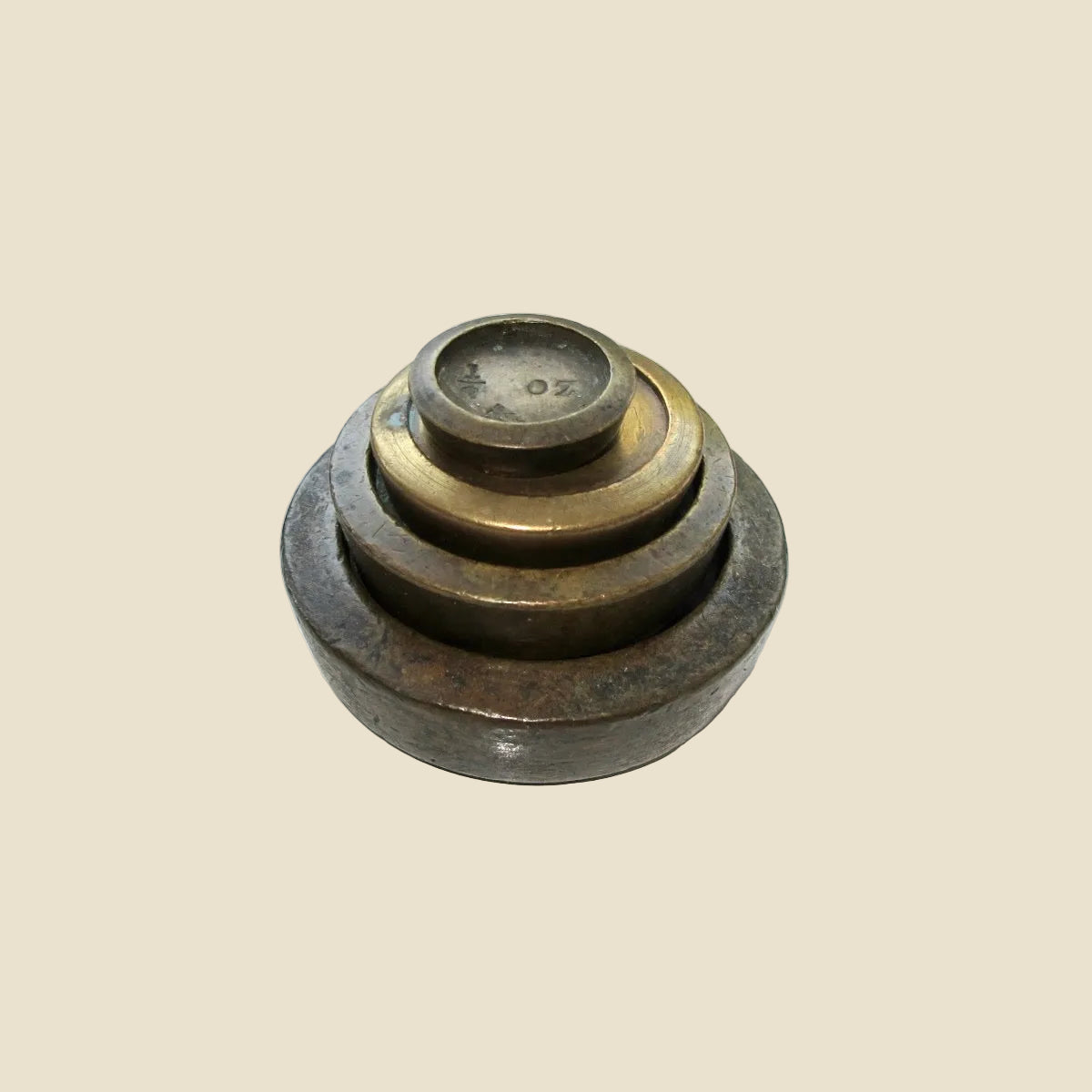 Vintage Brass Imperial Scale Weights. Set of Four: Half, Two, Four And Eight Ounce