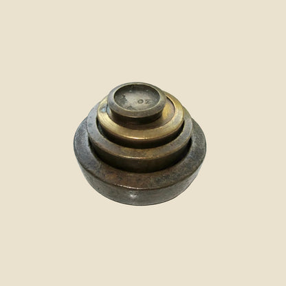 Vintage Brass Imperial Scale Weights. Set of Four: Half, Two, Four And Eight Ounce