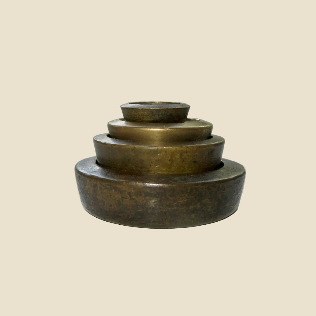 Vintage Brass Imperial Scale Weights. Set of Four: Half, Two, Four And Eight Ounce