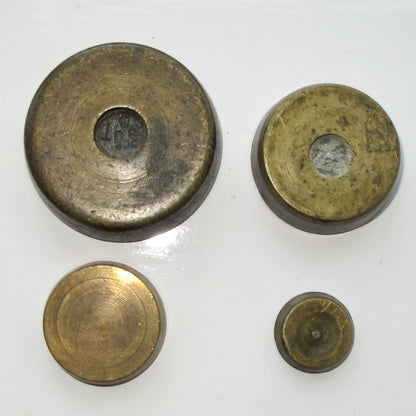 Vintage Brass Imperial Scale Weights. Set of Four: Half, Two, Four And Eight Ounce
