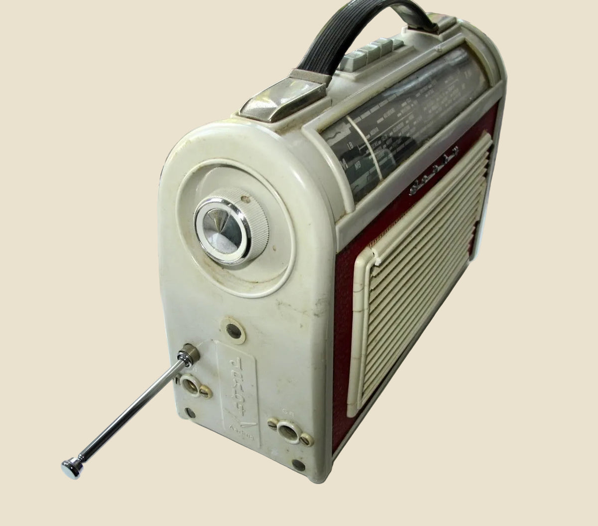Danish Aarhus Derby Vintage Transistor Radio In Grey / Red