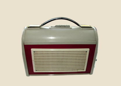 Danish Aarhus Derby Vintage Transistor Radio In Grey / Red