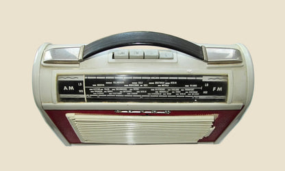 Danish Aarhus Derby Vintage Transistor Radio In Grey / Red