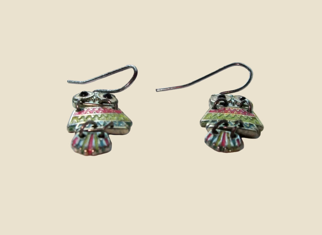 1970s Silver Metal And Multicoloured Enamel Owl Dangle Earrings