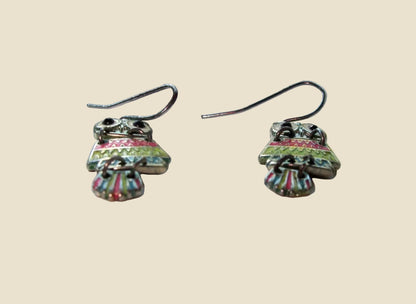 1970s Silver Metal And Multicoloured Enamel Owl Dangle Earrings