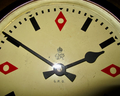 Vintage 10 Inch GPO No.34A Synchronome George VI Electric Slave Wall Clock