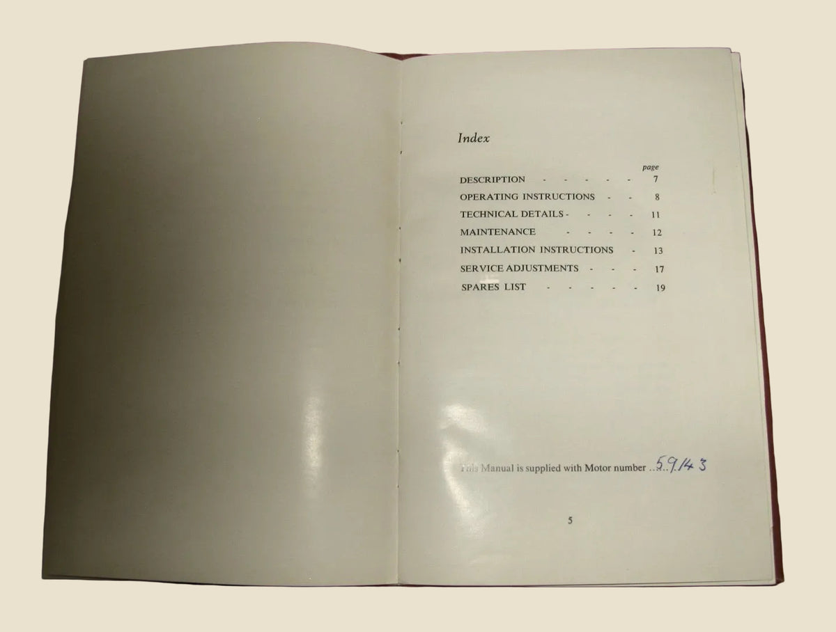 Manual For the Garrard Model 301 Transcription Motor