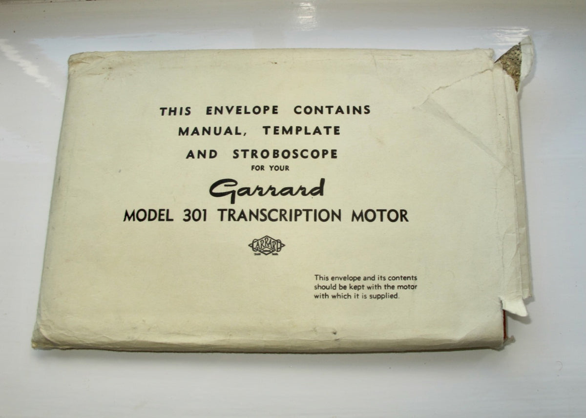 Manual For the Garrard Model 301 Transcription Motor