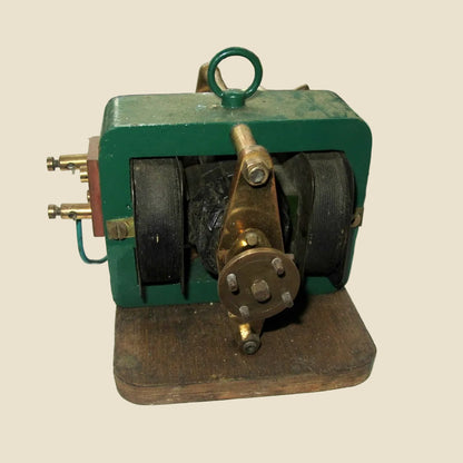 Vintage Small Scale Electric Motor / Dynamo Mounted On A Wood Base