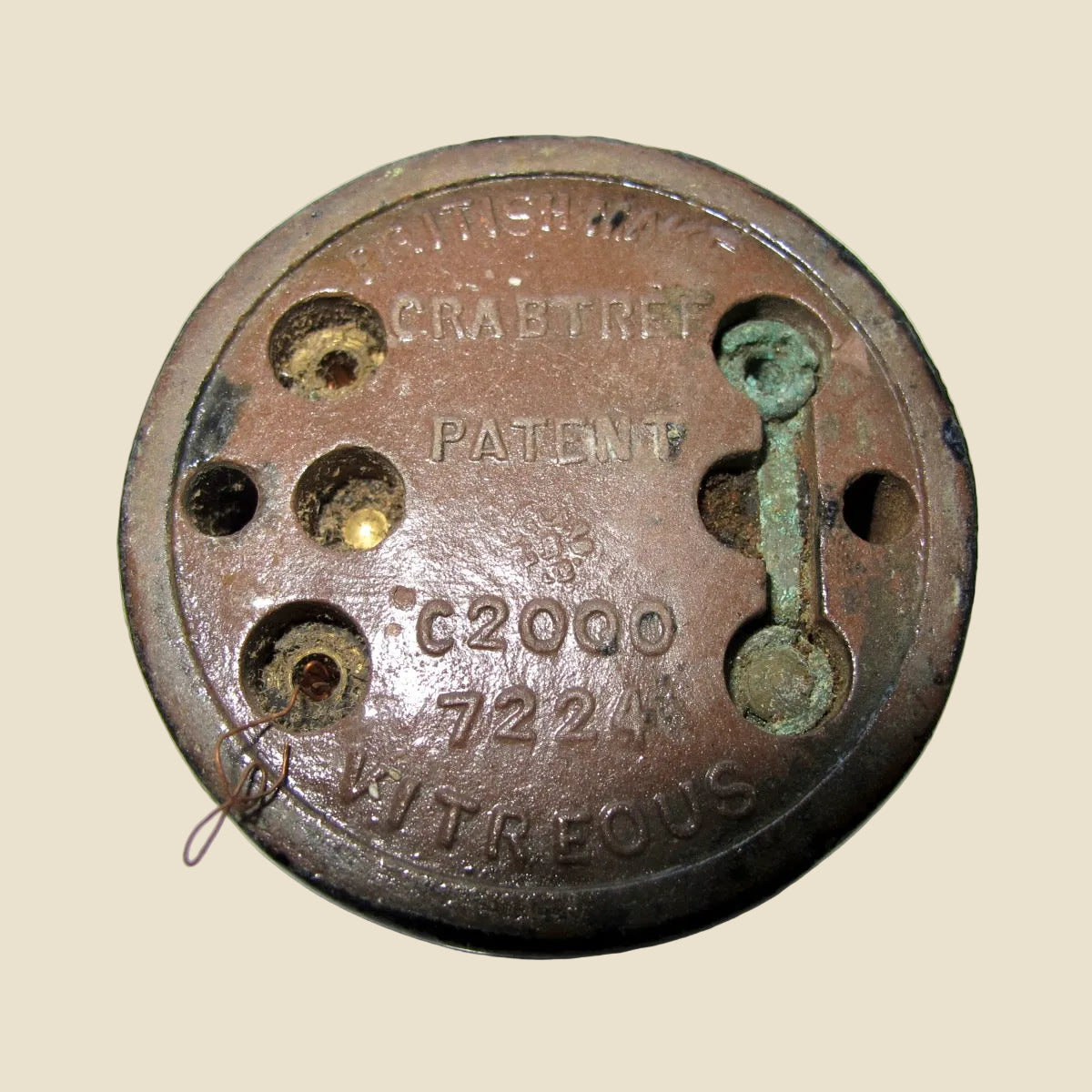 Vintage Crabtree Brass / Brown Ceramic British Toggle Light Switch Patent C2000