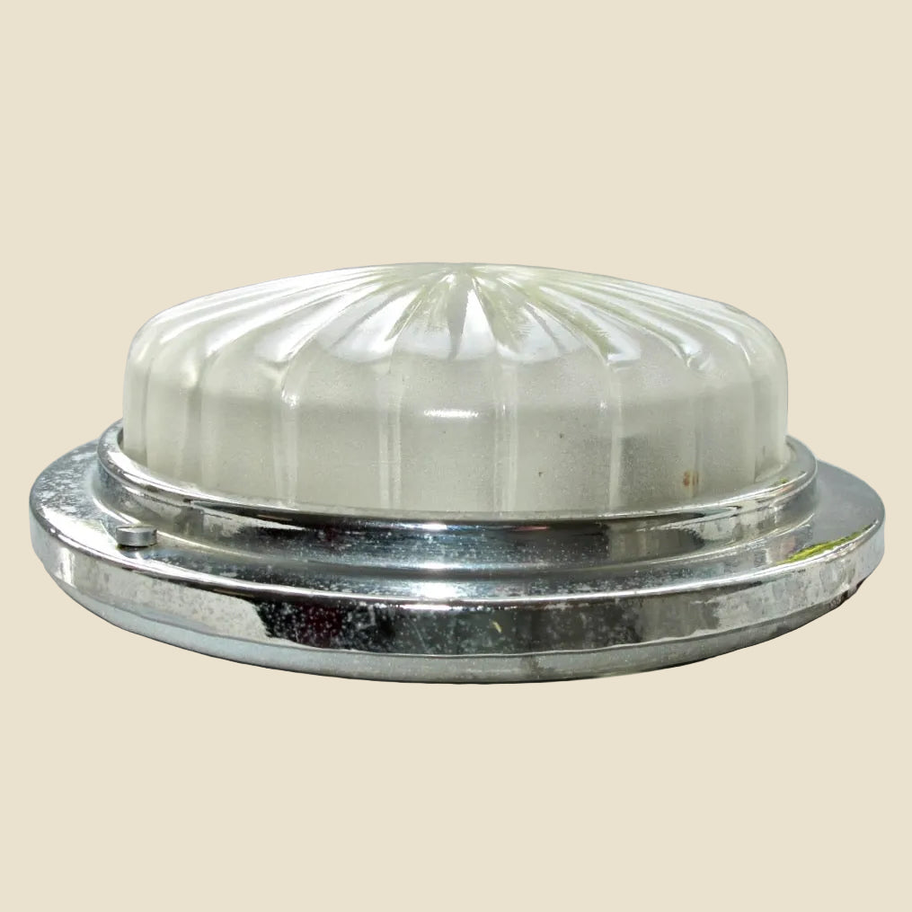 Interior Fluted Domed Glass And Chrome Roof Light For A Leyland AEC Bristol Bus