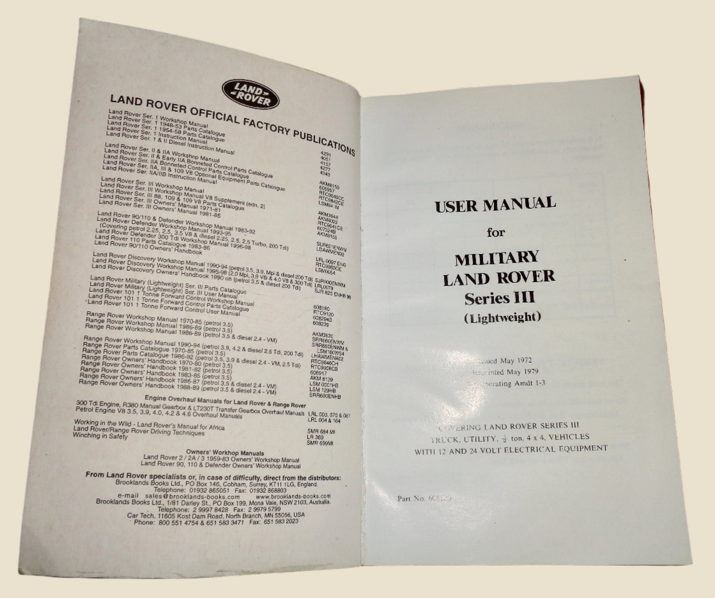 Military Lightweight Land Rover Series III User Manual ISBN 1 85520 0155