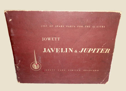 Original 1952 Jowett Javelin & Jupiter List Of Spare Parts / Catalogue