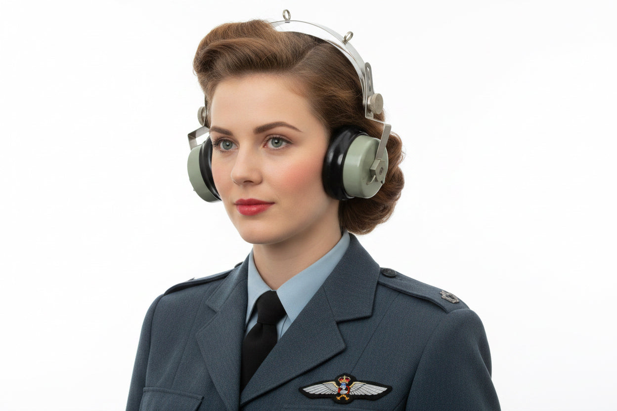 Pair Of WW2 WAAF Headphones For Microphone Assembly Type 1 10A/14728