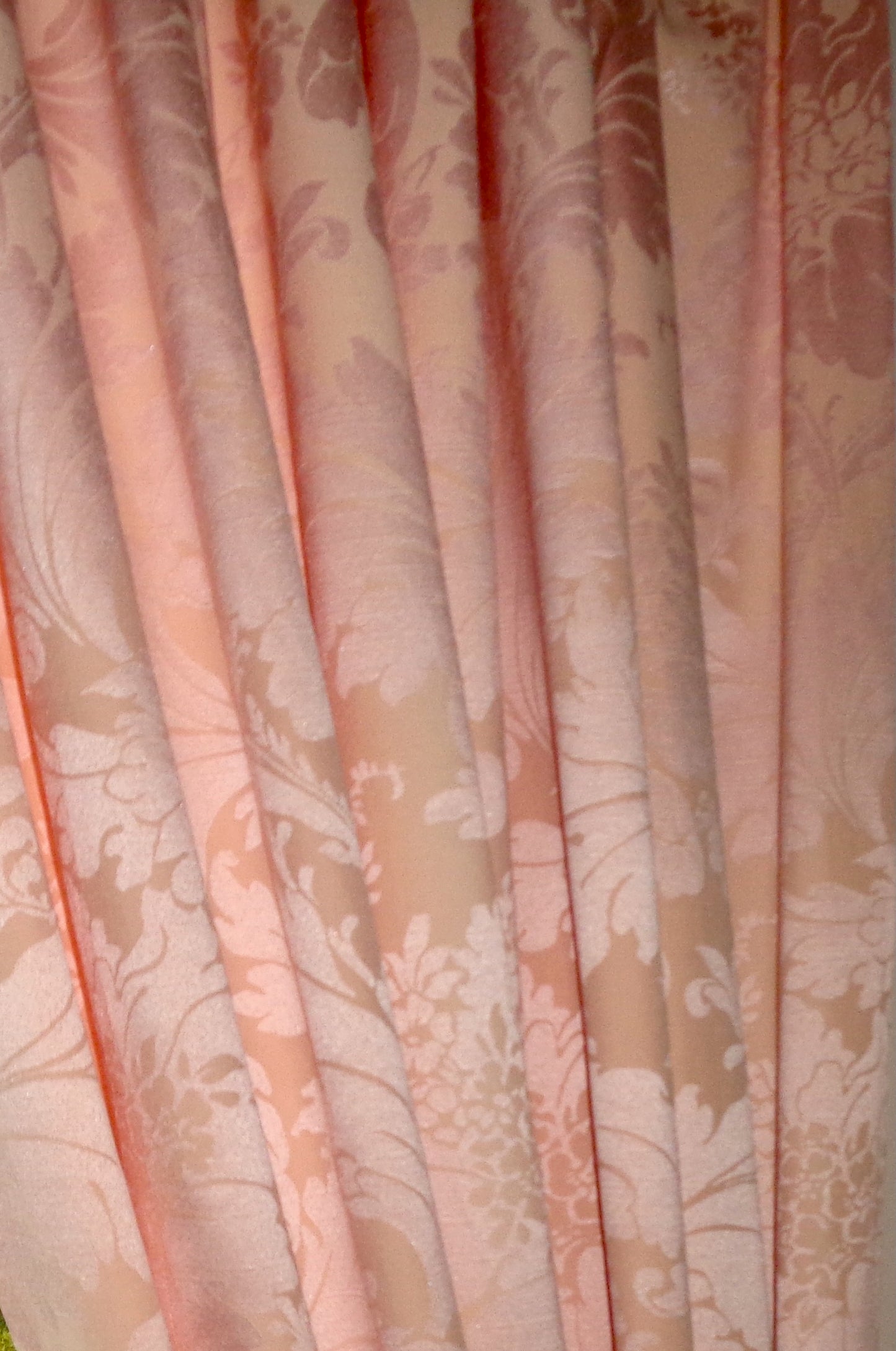 Preowned Sanderson Pink And Beige Pencil Pleat Jacquard Floral Curtains 90x72 Inch