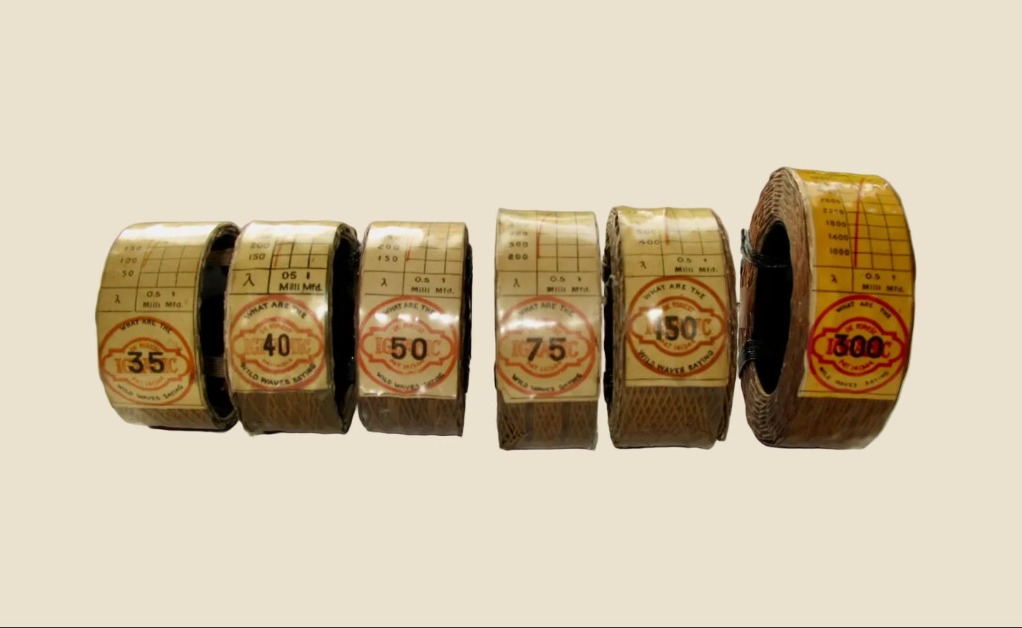Set Of Six Igranic Honeycomb Duolateral Coils. TRF Coils From The 1930s