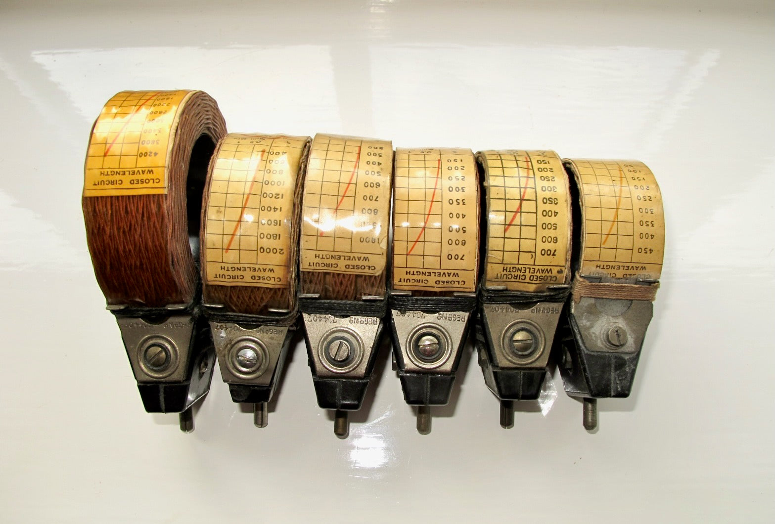 Set Of Six Igranic Honeycomb Duolateral Coils. TRF Coils From The 1930s