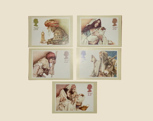 Set of Five PHQ 80 Postcards Of Christmas 1984 Stamps Designed by Yvonne Gilbert