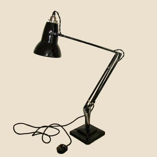 Vintage Anglepoise 1227 1960s Black Desk Lamp With Black Flex