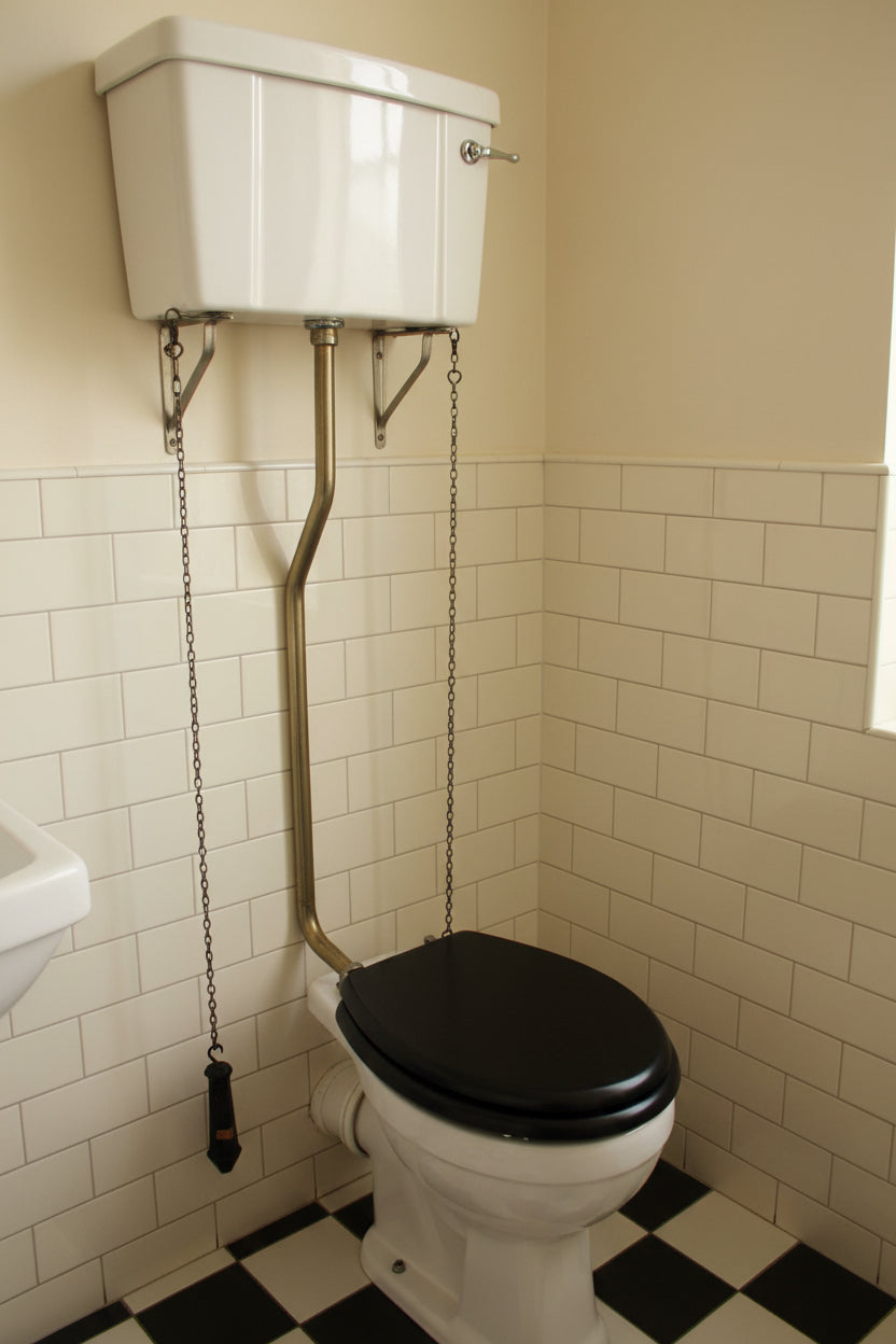 Vintage Black Rubber High Level W.C / Toilet Cistern Pull Handle