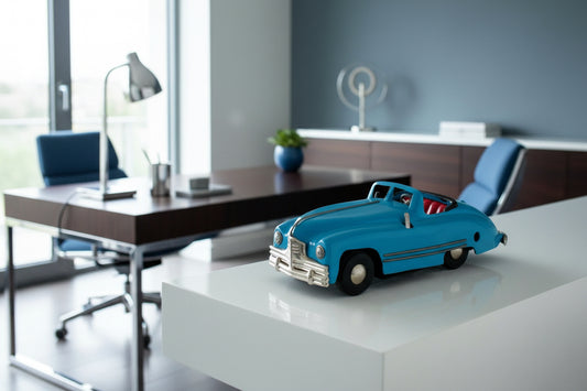 Vintage Blue Triang Minic No.2 Clockwork Scale Model Four Speed Sports Car