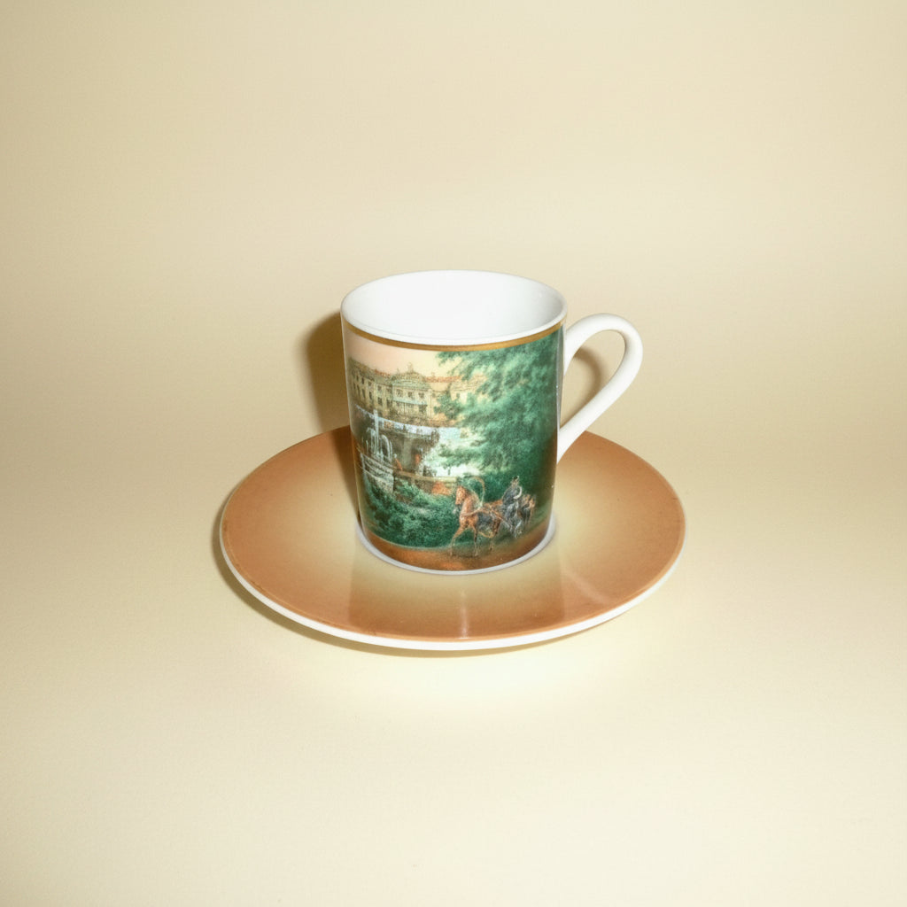 Boxed Goebel Espresso Cup And Saucer Printed With V Sadovnikov Peterhof Palace