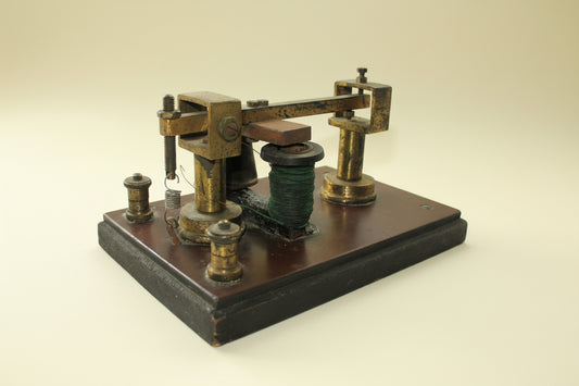 Vintage Brass Telegraph Sounder Mounted On Wood