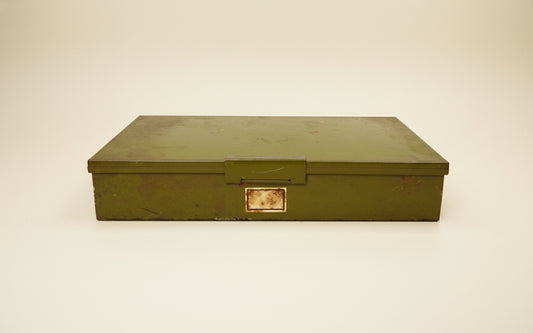 Vintage British Army Electrical Components / Hardware Spares Tin With Hinged Lid 2 Inch Height