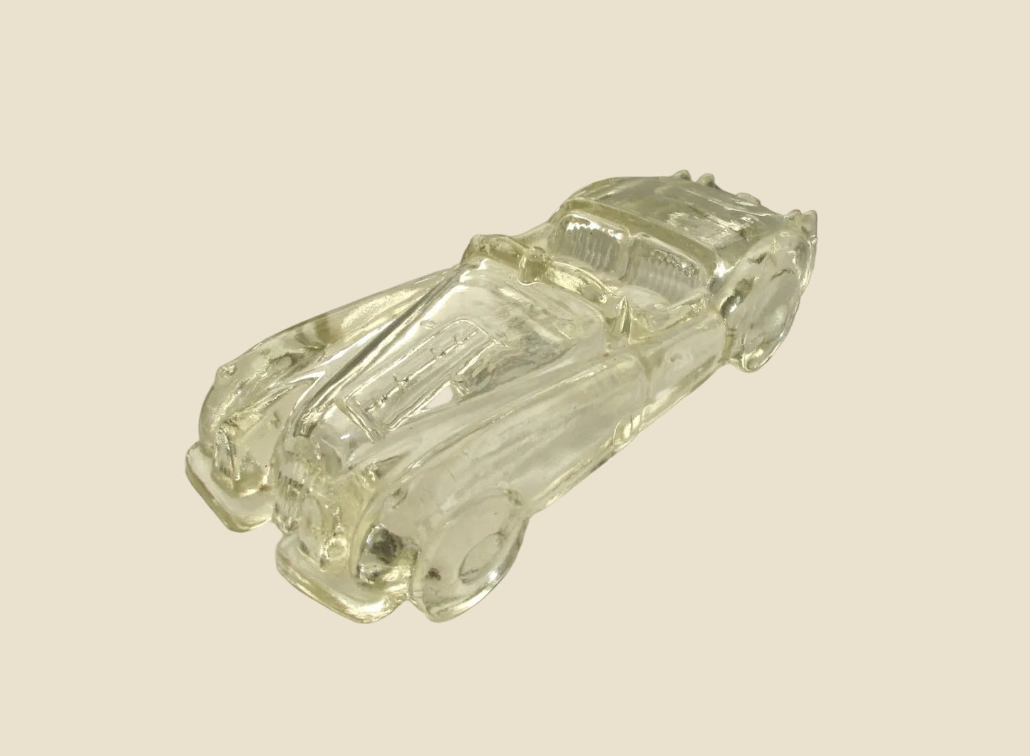 Vintage Cast Glass Jaguar XK120 OTS Jaguar Car Desk Paperweight