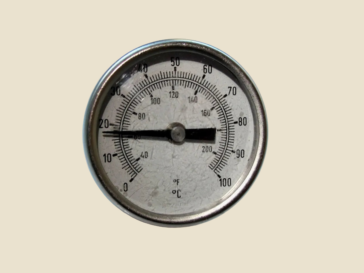 Vintage Chrome Dial Temperature Gauge Measuring Fahrenheit and Centigrade