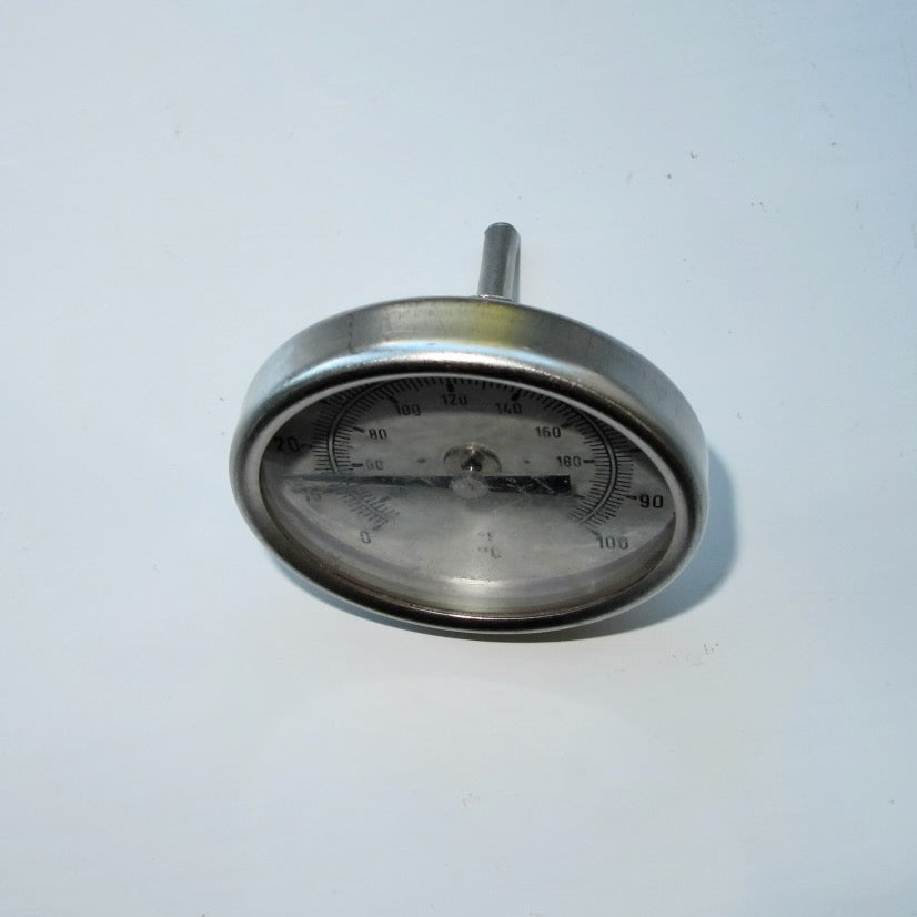 Vintage Chrome Dial Temperature Gauge Measuring Fahrenheit and Centigrade
