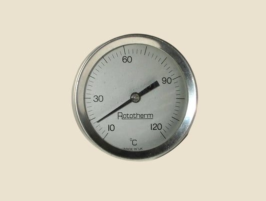 Vintage Chrome Rototherm Dial Thermometer Gauge