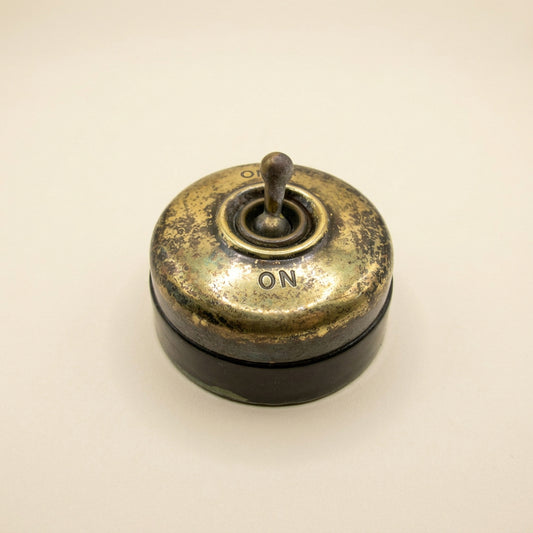 Vintage Crabtree Brass / Brown Ceramic British Toggle Light Switch Patent C2000