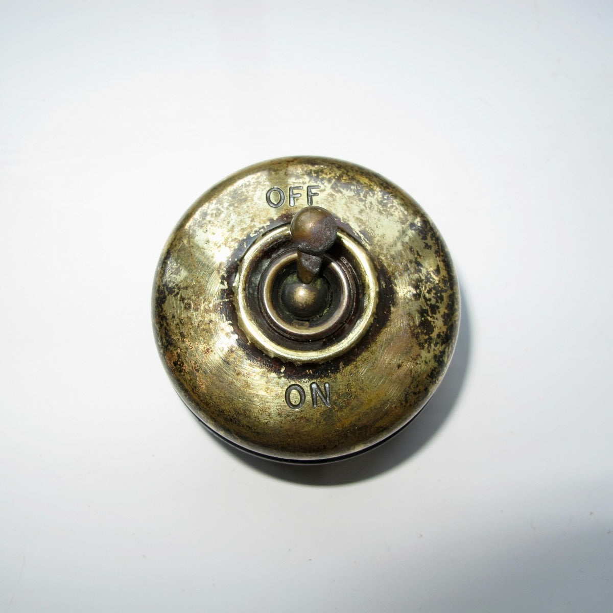 Vintage Crabtree Brass / Brown Ceramic British Toggle Light Switch Patent C2000