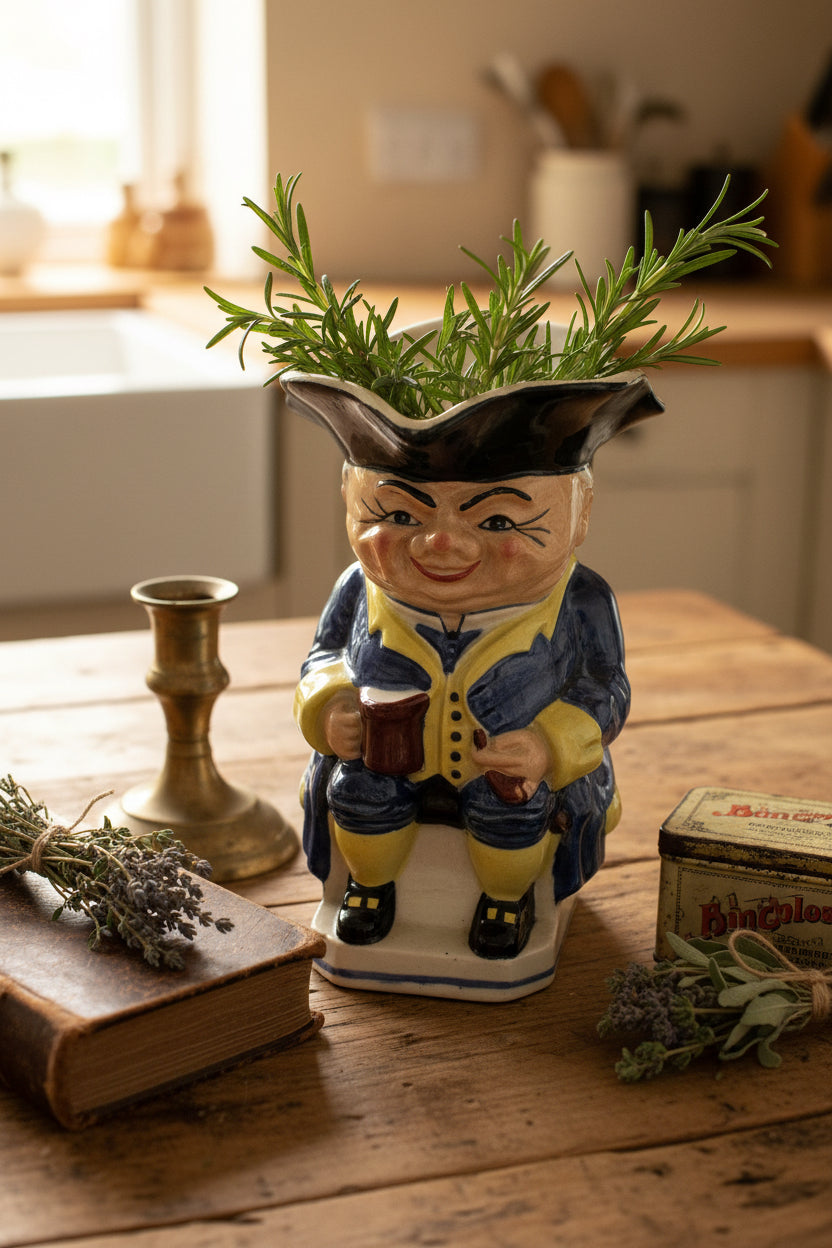 Vintage Devonmoor Art Pottery Toby Jug With Blue Coat / Trousers