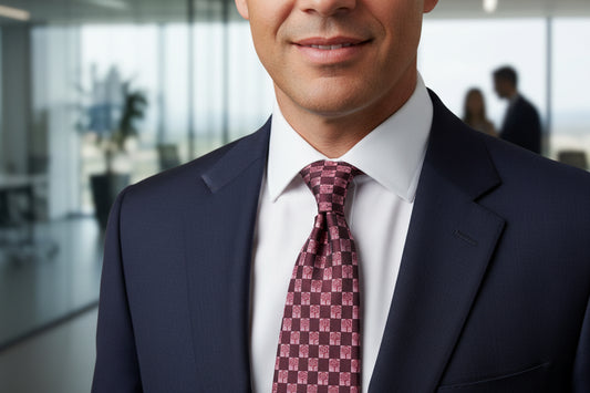 Vintage Dunhill Silk Tie With Dark Purple and Pale Purple Squares