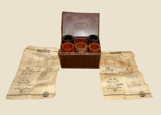 Vintage Eddystone SW Radio Interchangeable 4 and 6 pin Coils In Their Original Transit Case