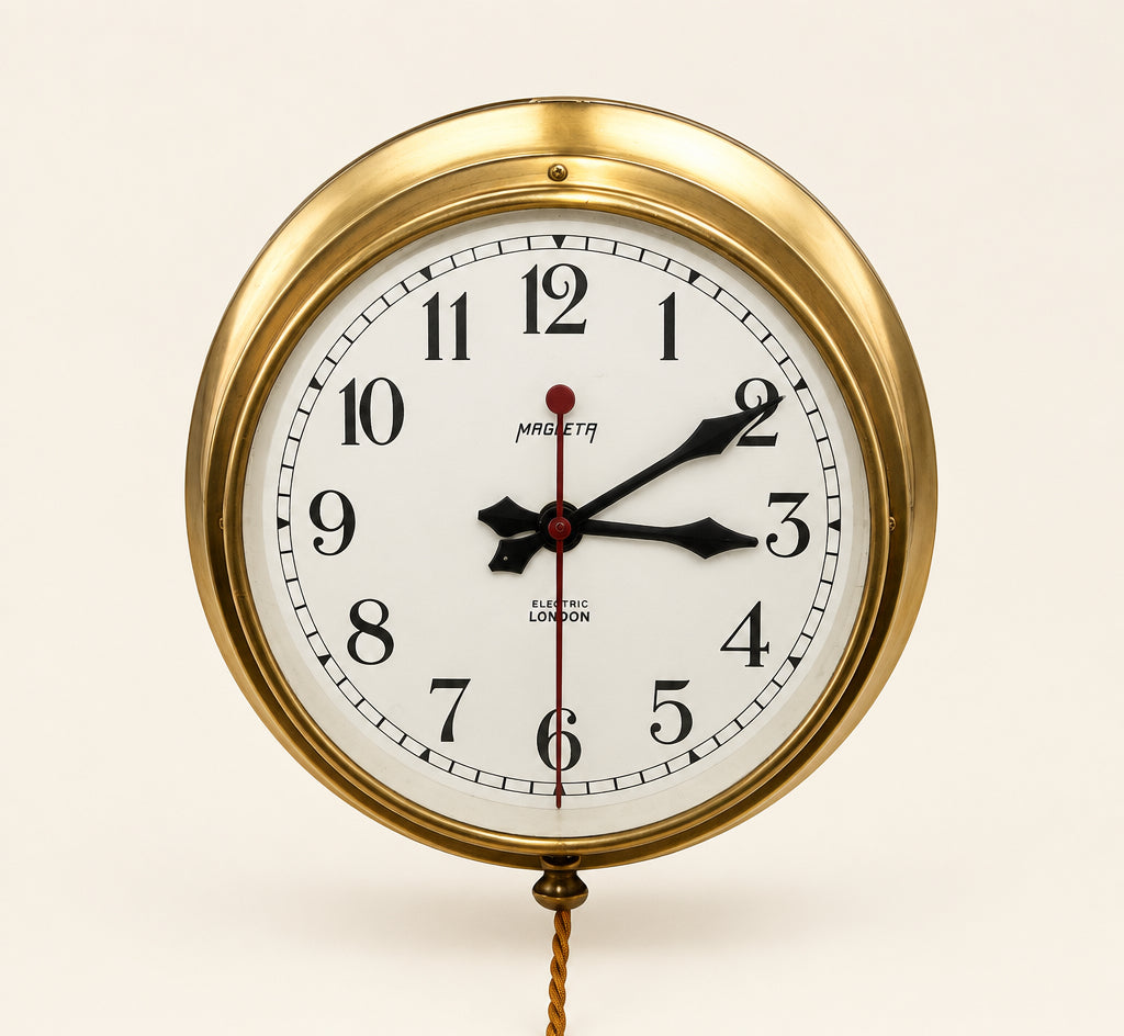 Vintage Electric London Magneta Brass Industrial Wall Clock