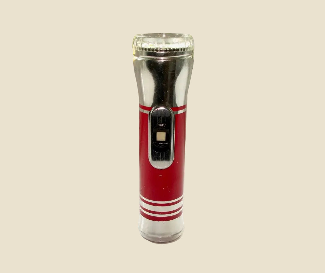 Vintage Ever Ready UK Aluminium Pocket Torch In Red And Chrome
