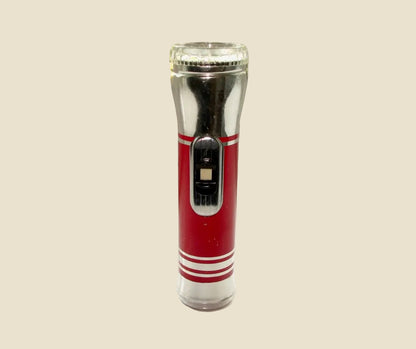 Vintage Ever Ready UK Aluminium Pocket Torch In Red And Chrome