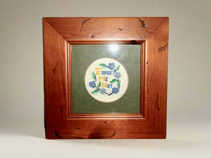 Vintage Framed Forget Me Not Cross Stitch Embroidery
