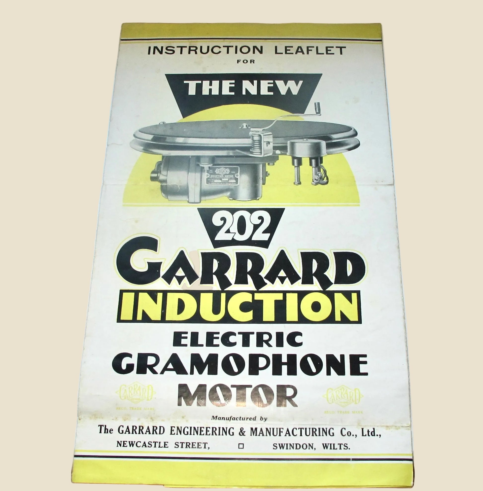 Vintage Garrard 202 Instruction Leaflet For The Induction Electric Gramophone Motor