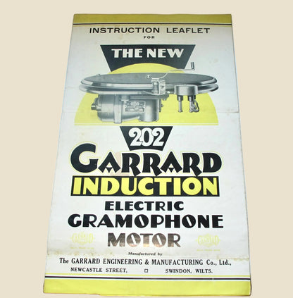 Vintage Garrard 202 Instruction Leaflet For The Induction Electric Gramophone Motor