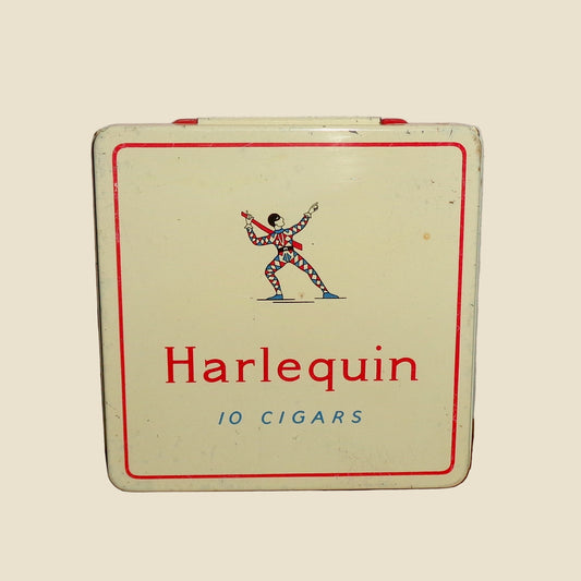 Vintage Harlequin Empty 10 Cigars Tin