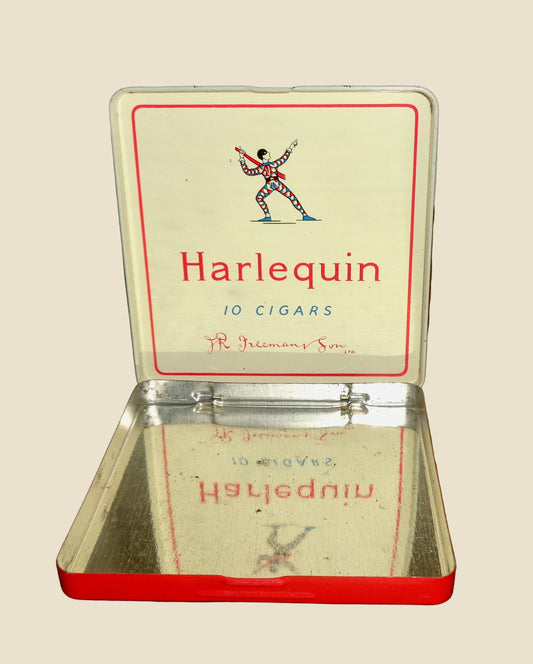 Vintage Harlequin Empty 10 Cigars Tin
