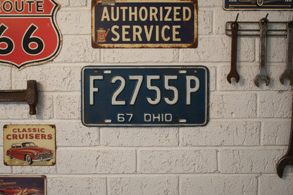 Vintage Metal  American Car Number Plate 67 Ohio F 2755P