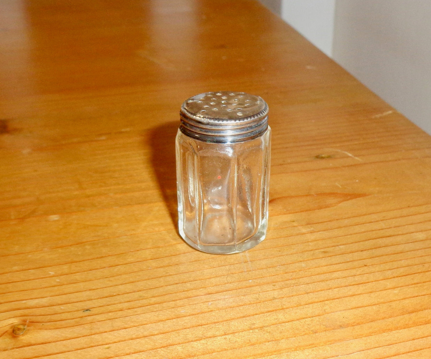 Vintage Mini Picnic Sterling Silver Pressed Glass Pepper Pot Shaker