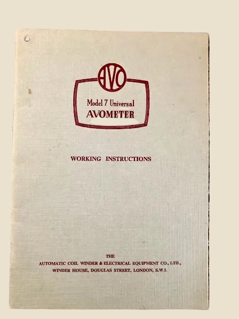 Vintage Model 7 Universal Avometer Instruction Manual