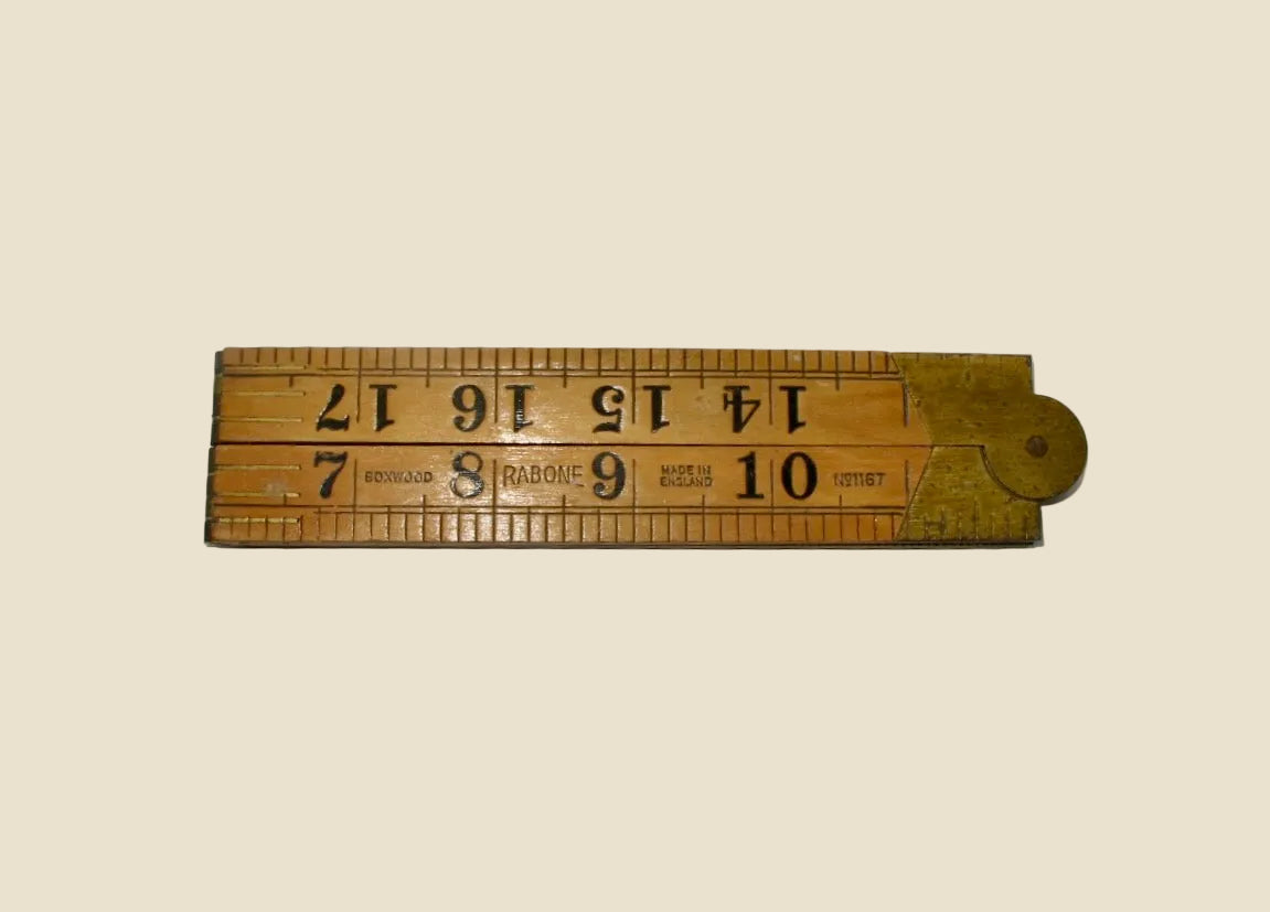 Vintage Rabone 2ft Box Wood & Brass Folding Ruler No.1167